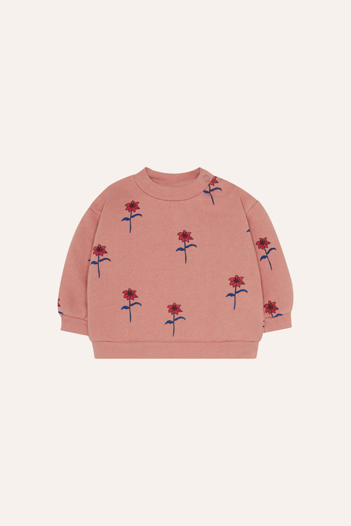 FLOWERS PINK BABY SWEATSHIRT-Pink