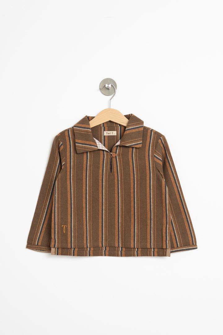 TIE26WBT02BRST COLLARED LONG BROWN STRIPES