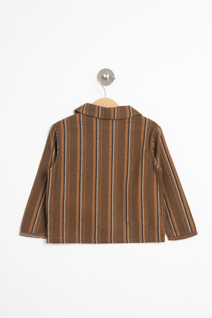 TIE26WBT02BRST COLLARED LONG BROWN STRIPES