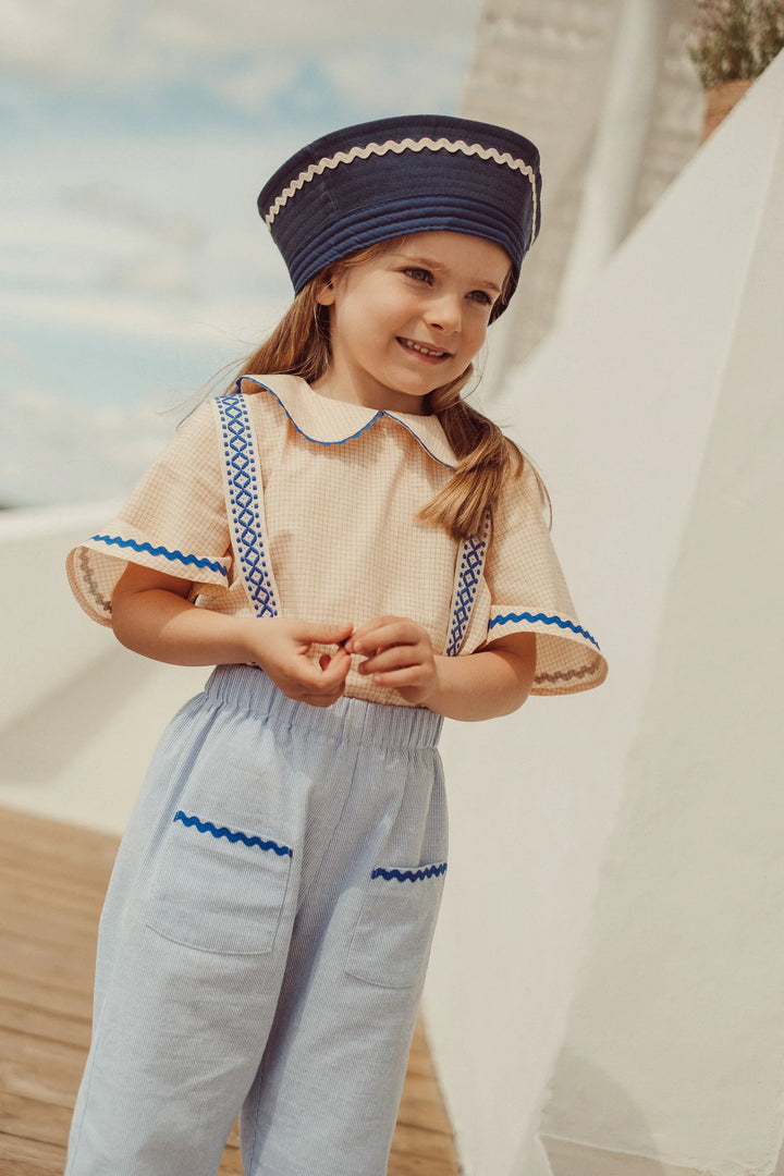 LPSS26020 FLORBELA PETER PAN COLLAR SHIRT - VICHY YELLOW