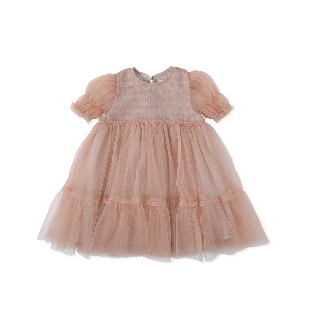 SMOCKING SHA DRESS-indi pink