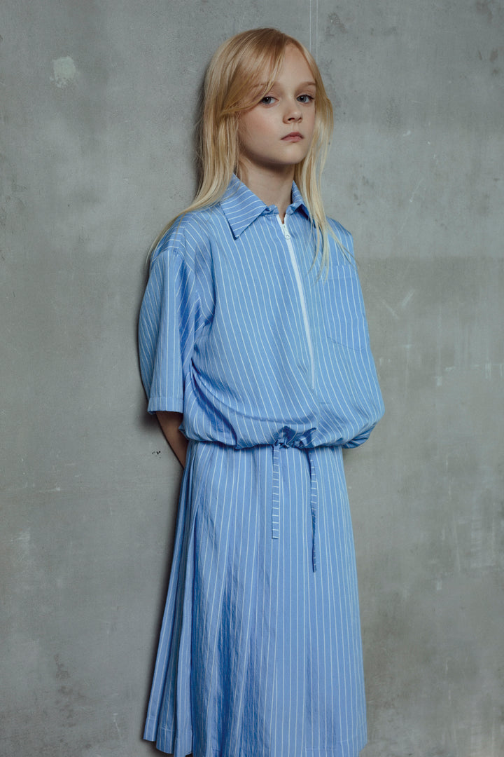 LIZ SHIRT-SKY BLUE SATIN