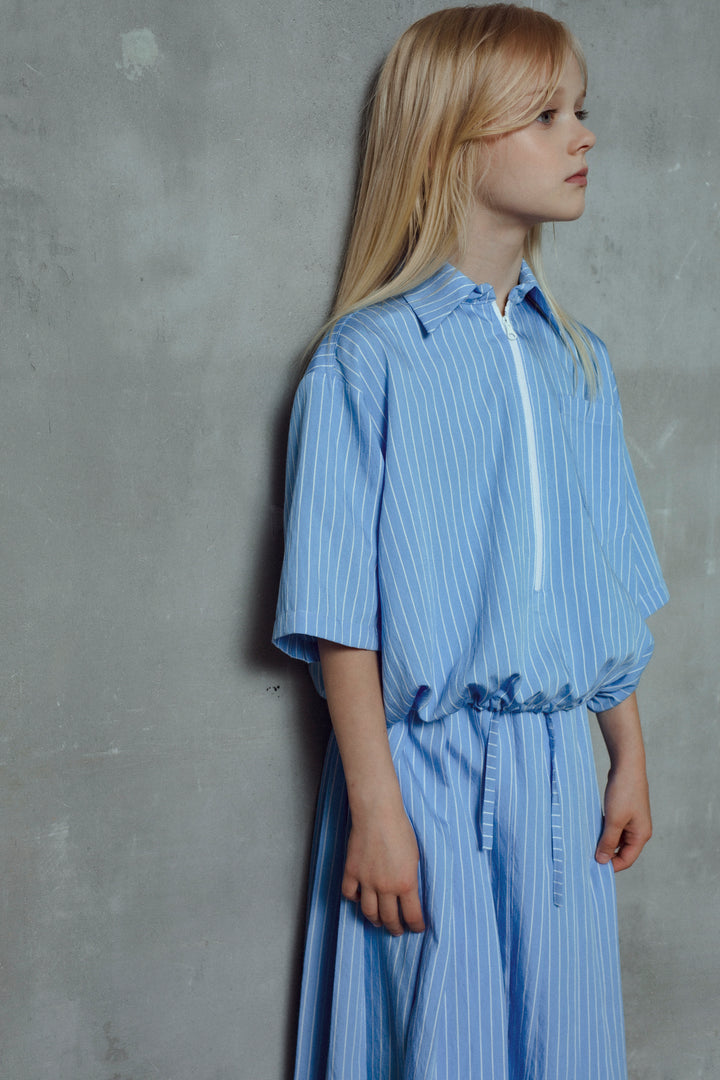 LIZ SHIRT-SKY BLUE SATIN