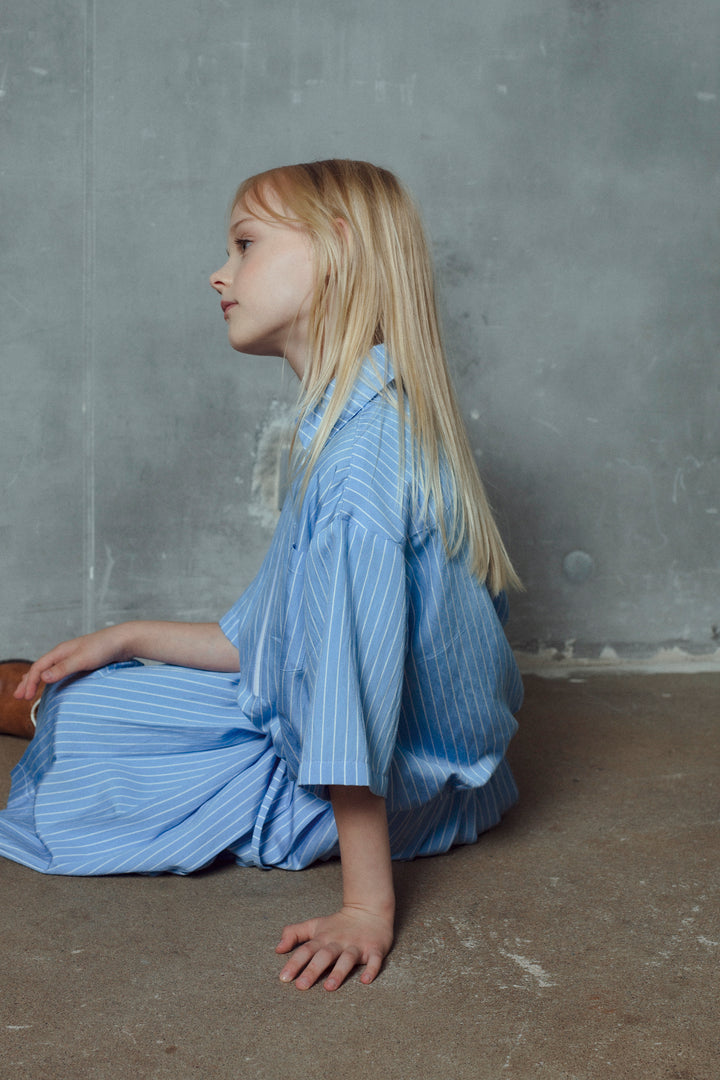 LIZ SHIRT-SKY BLUE SATIN