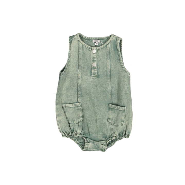 BTSS26022R-Colored Jean Romper-Green