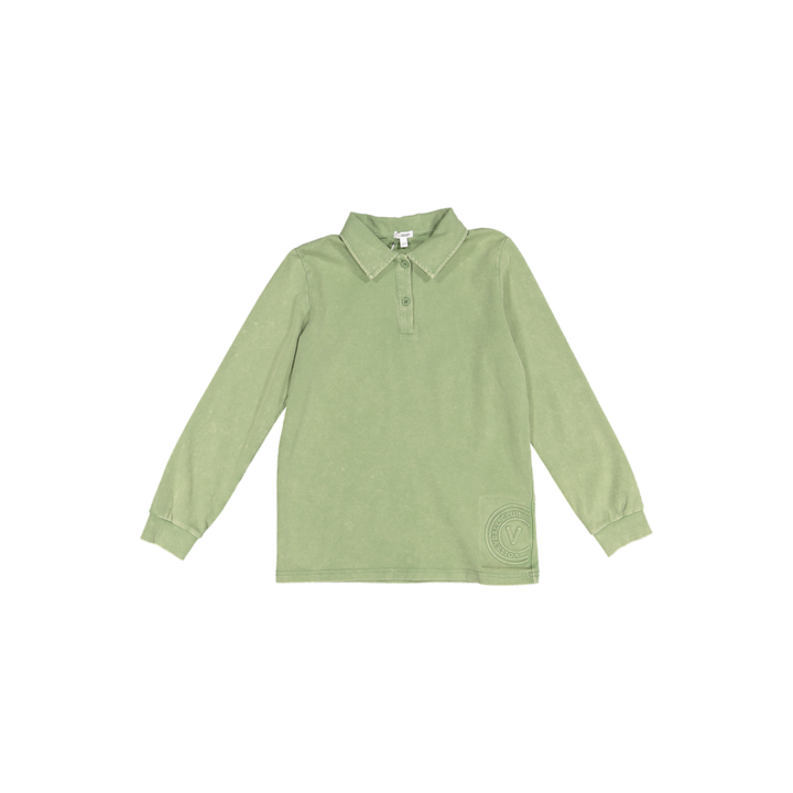 BTSS26017LP-Embossed Volleyball Long Sleeve Polo-Green