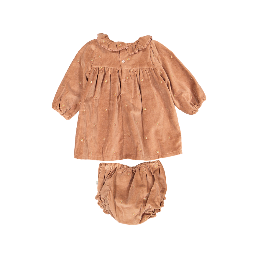 BABY BELLE DRESS/BLOOMER SET-VELVET Blush W/ Embroidey