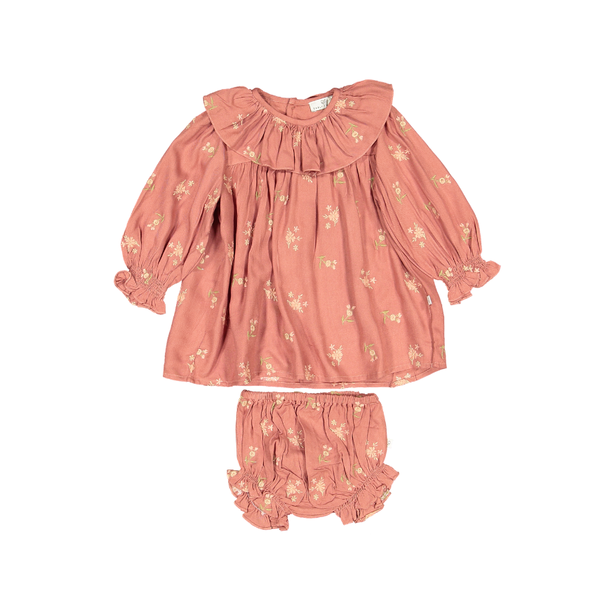 LIBBY BABY DRESS/BLOOMER SET-Pink Wood