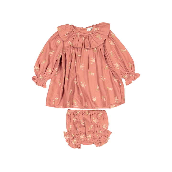 LIBBY BABY DRESS/BLOOMER SET-Pink Wood