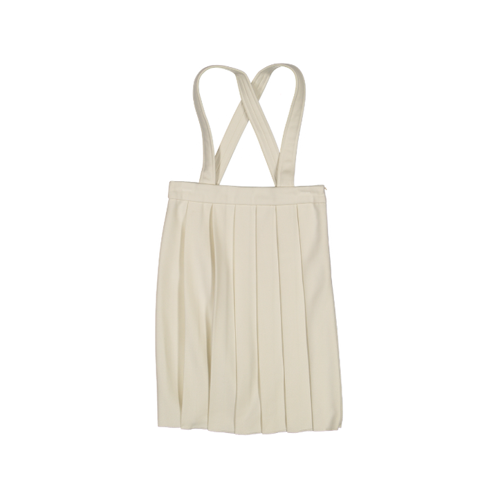 P4358-PLEATED SKIRT WITH SUSPENDERS-IVORY