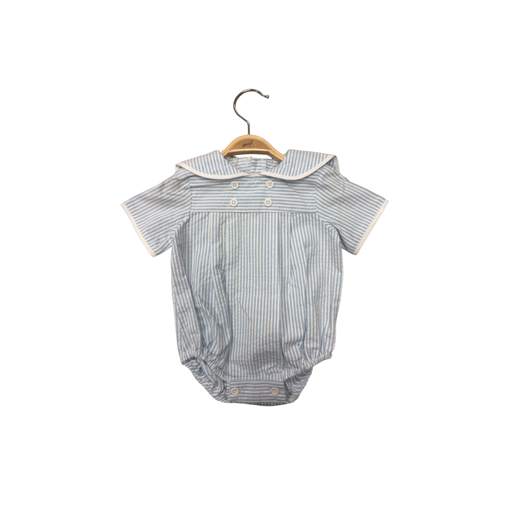 SAILOR ROMPER BLUE SEERSUCKER