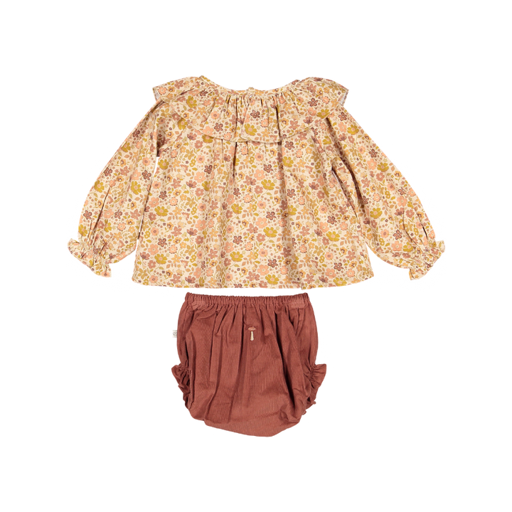 DAISY BLOUSE/BLOOMER SET-Dusty Pink/Caramel