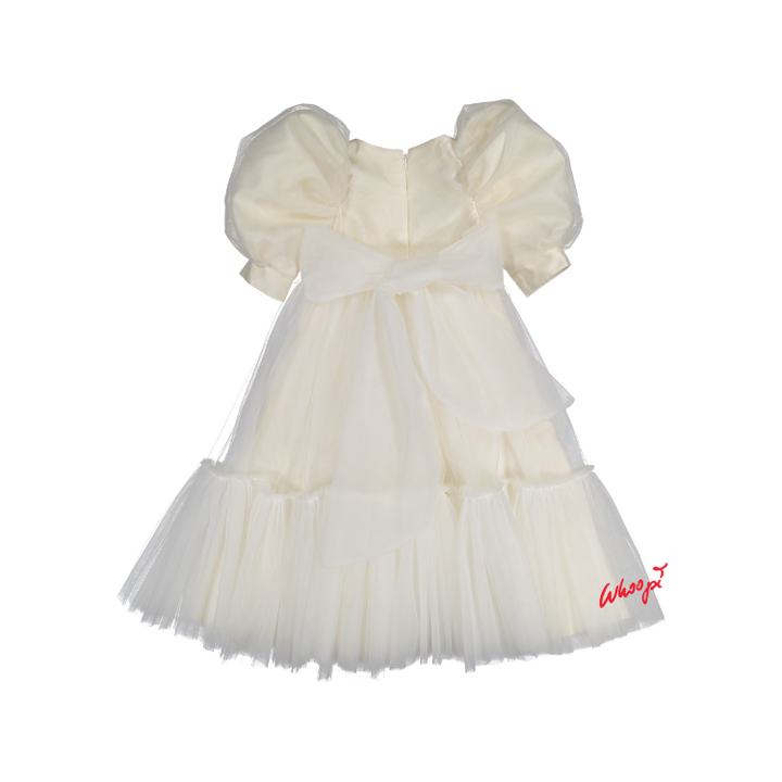 AW23-55-JACKIE DRESS(LONG)-Ivory Tulle