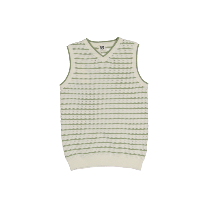 NKN473  STRIPE VEST-Sage