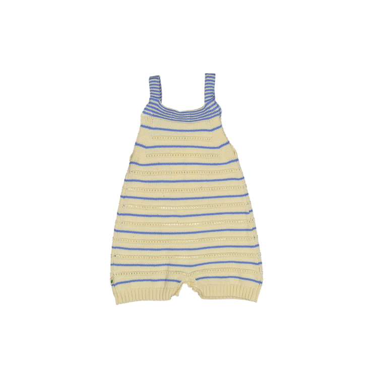 CORFU 3669-POINTELLE STRIPE SHORTY ROMPER-BLUE