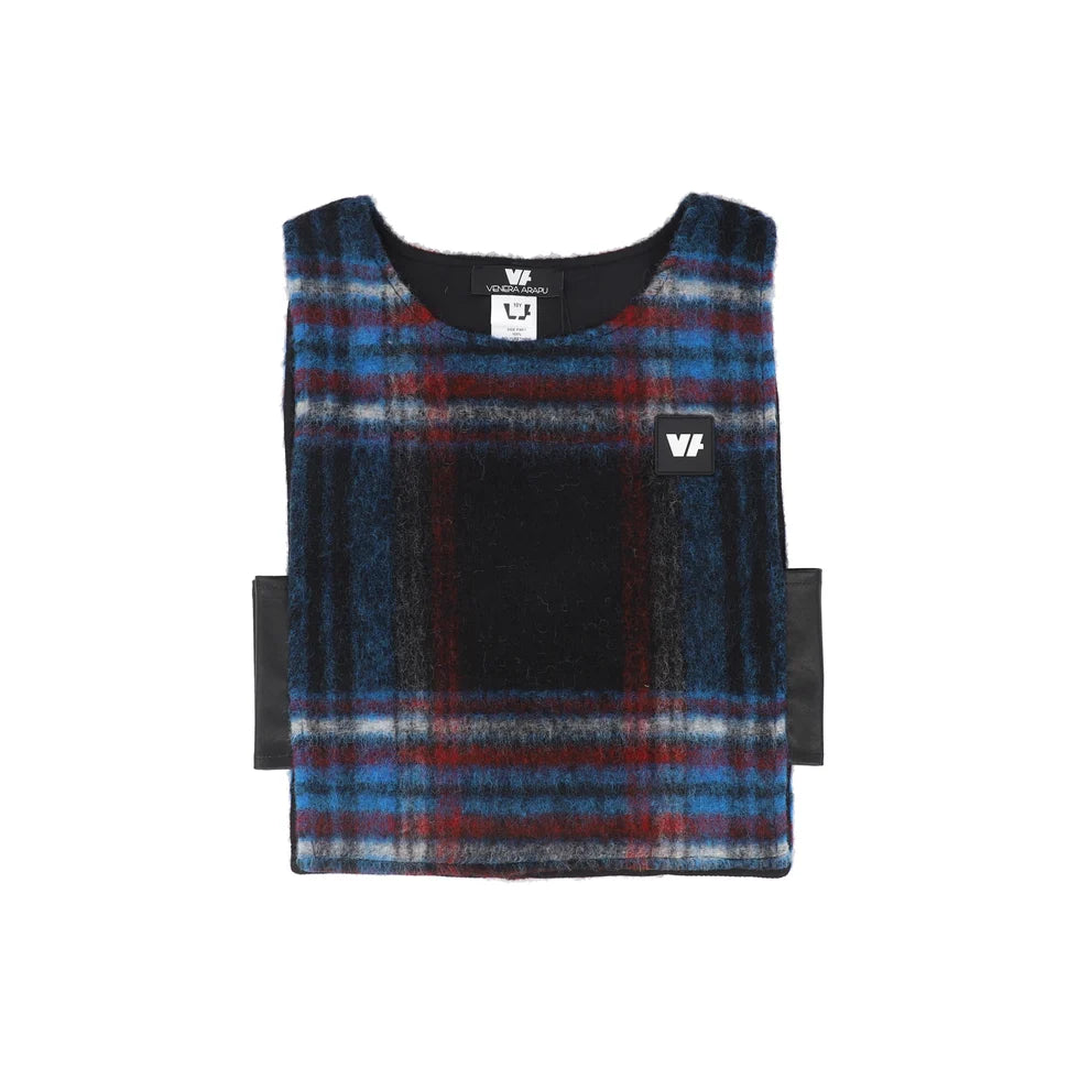 TARTAN CUT VEST - RED/BLUE