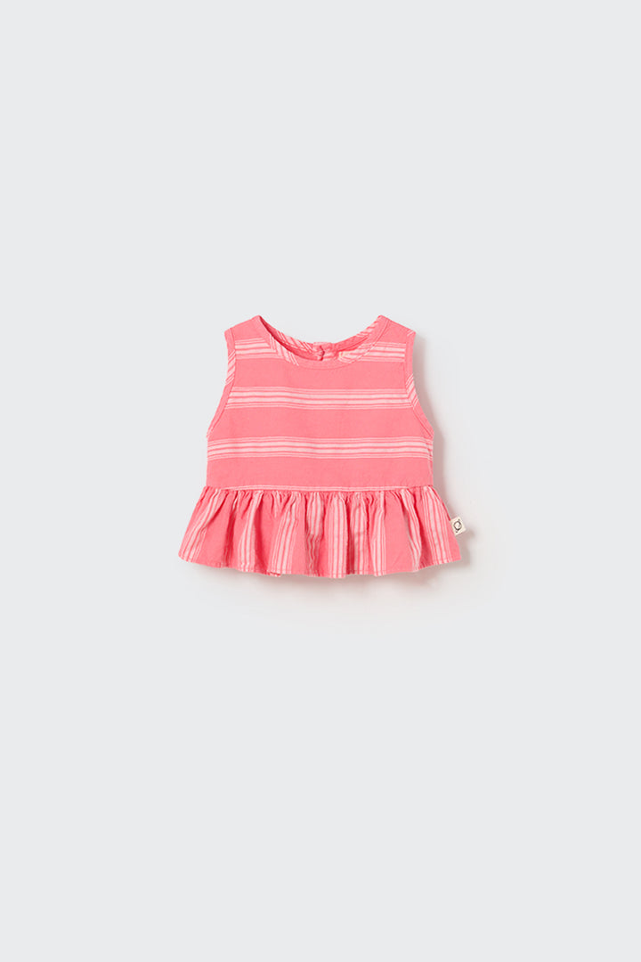 VERA273S5-ORGANIC STRIPED BABY TOP-confetti pink