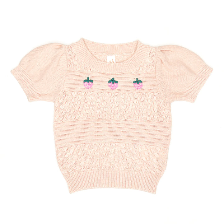 VK012/003 Stawberry top/LACY SHORTS SET-Light Pink/Red