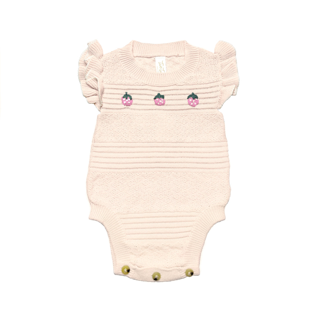 VK024 Embroidered romper-Light Pink/Red