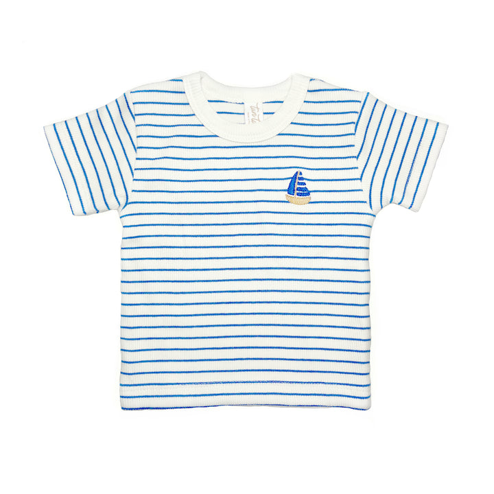 vr005/vroo7 short sleeve top/shorts set-Blue Stripes