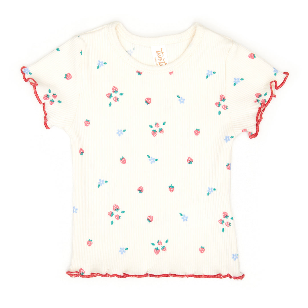 VR006/009 LARA TOP/RUFFLE BLOOMER SET-Natural Strawberries