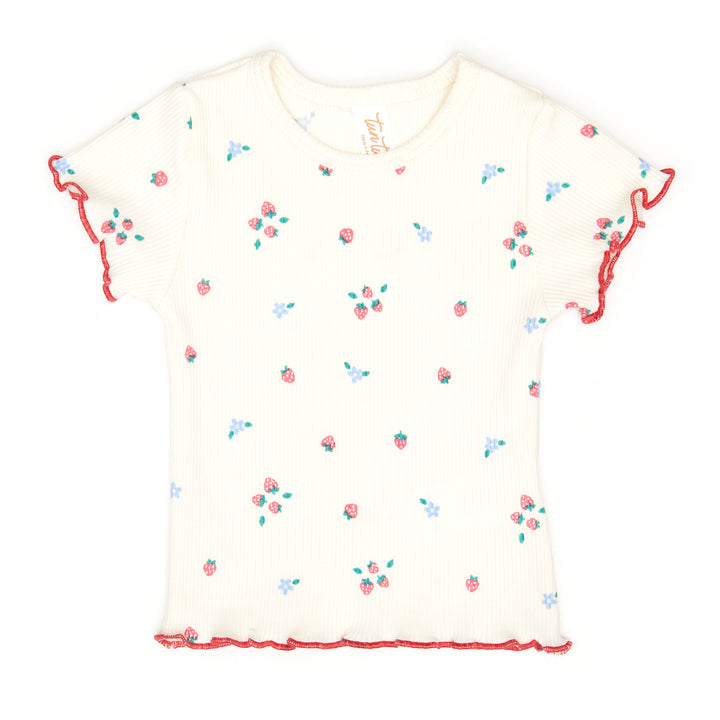 VR006/009 LARA TOP/RUFFLE BLOOMER SET-Natural Strawberries