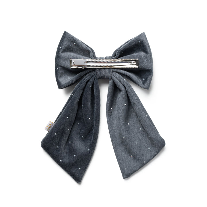 viviec002-Vivienne studded velveteen medium clip-charcoal