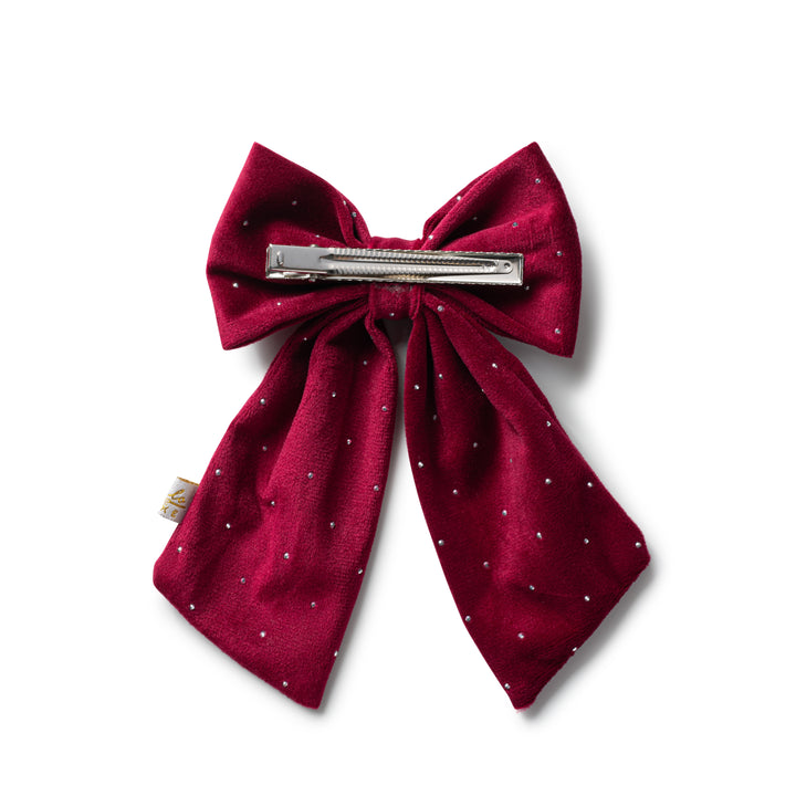 viviec005-Vivienne studded velveteen medium clip-scarlet