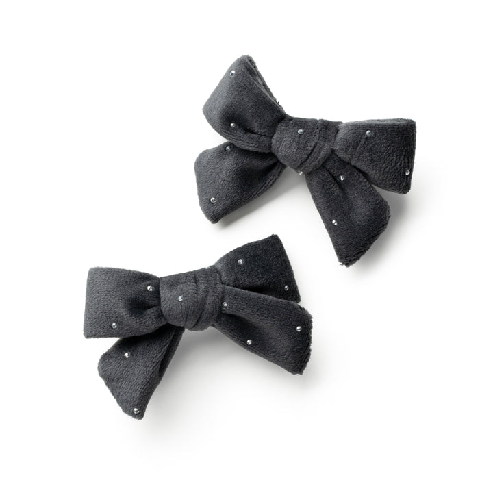 viviedc002-Vivienne studded velveteen double clip-charcoal