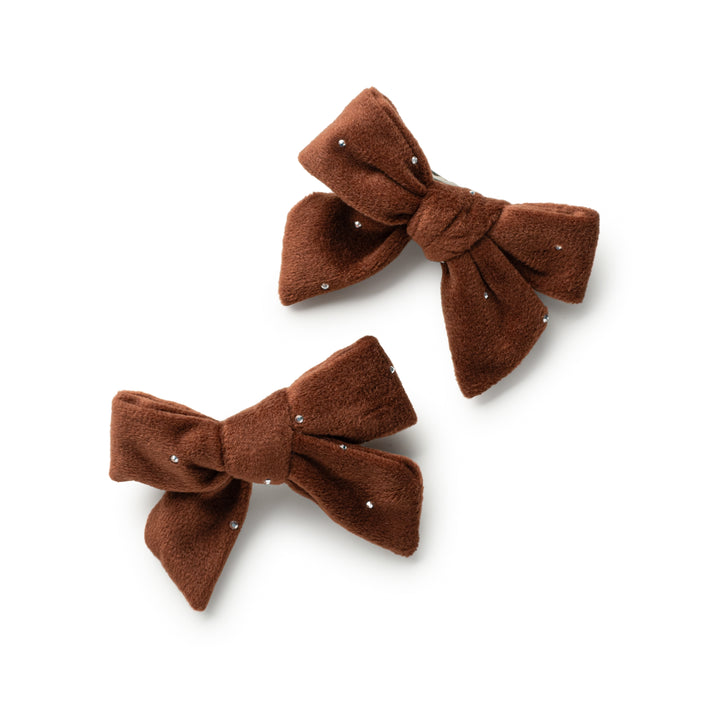viviedc003-Vivienne studded velveteen double clip-chocolate