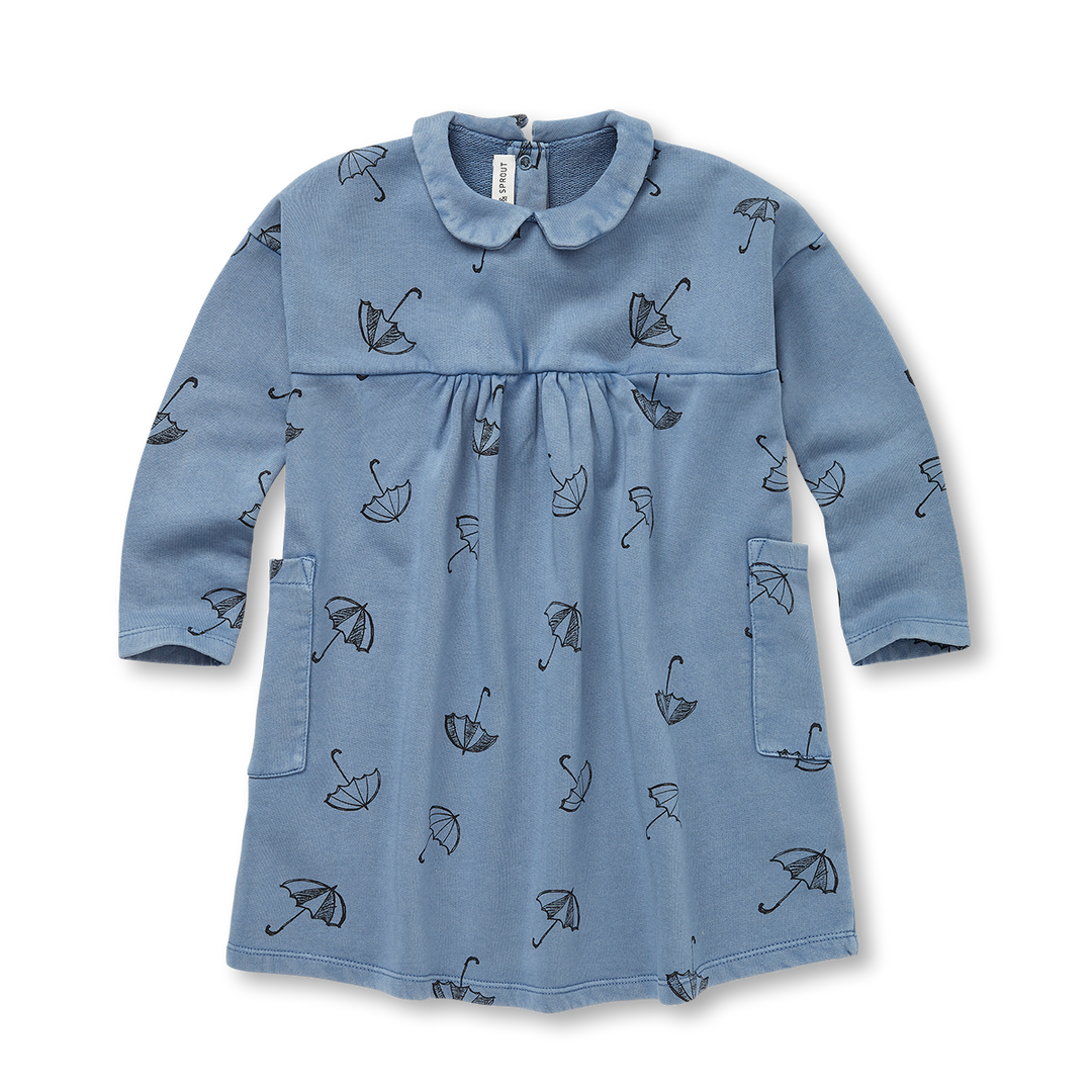 1466-DRESS COLLAR PARAPLUIE PRINT-Shadow Blue