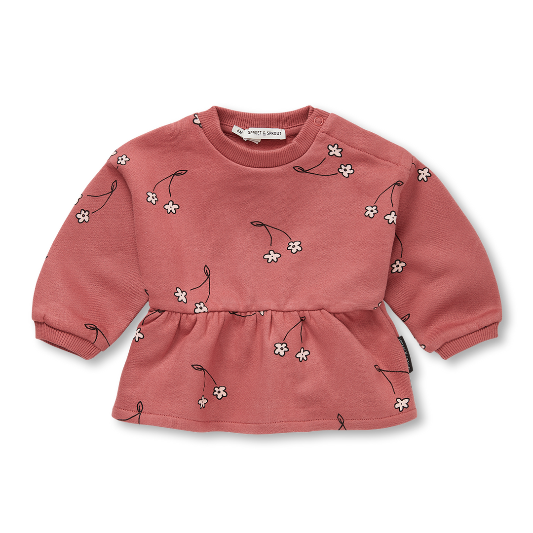 1572-BABY SWEATSHIRT CHERRY FLOWER PRINT-Mauve