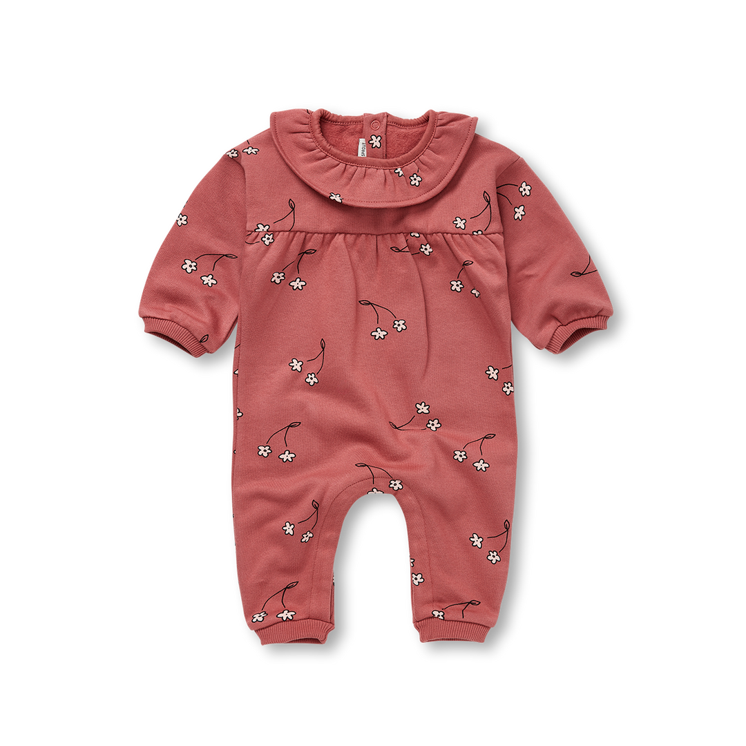 1589-BABY ONESIE CHERRY FLOWER PRINT-Mauve