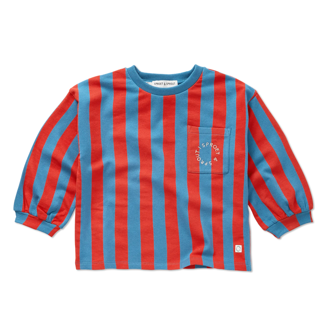 2406 SWEATSHIRT BOXY LS BLOCK STRIPE - CHALKBOARD BLUE