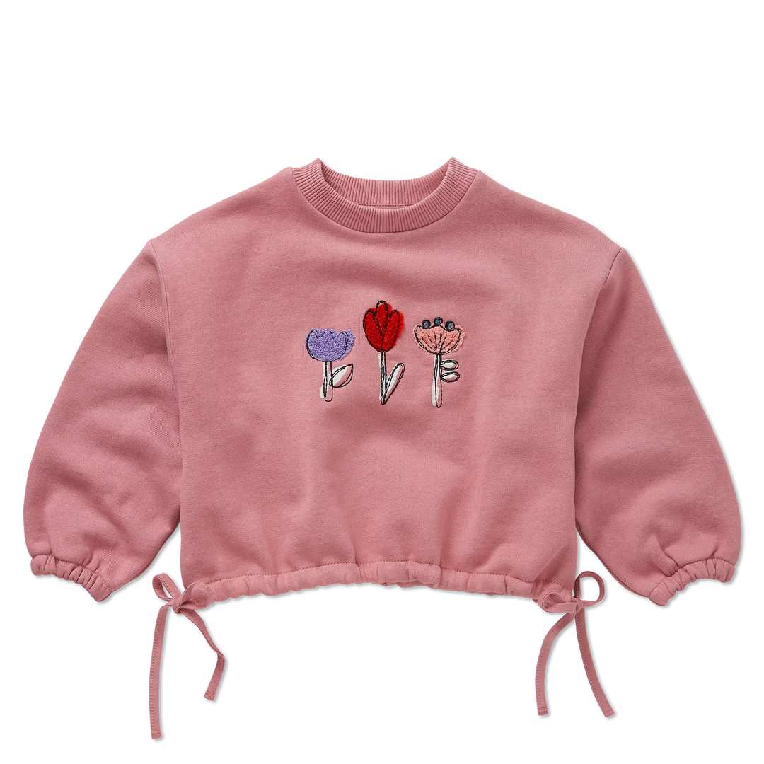 2426 BOXY SWEATSHIRT GIRLS BOWS - PAINTERS BLUSH