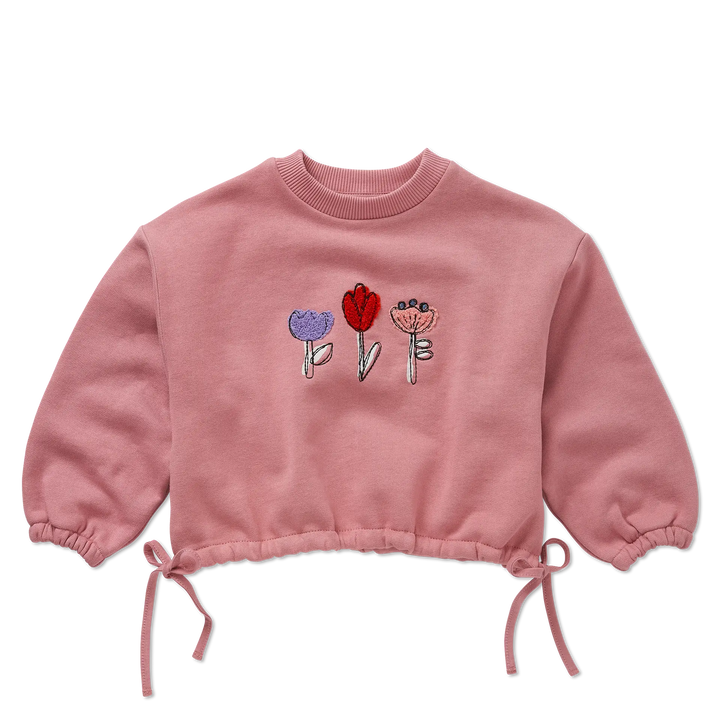 2426 BOXY SWEATSHIRT GIRLS BOWS - PAINTERS BLUSH