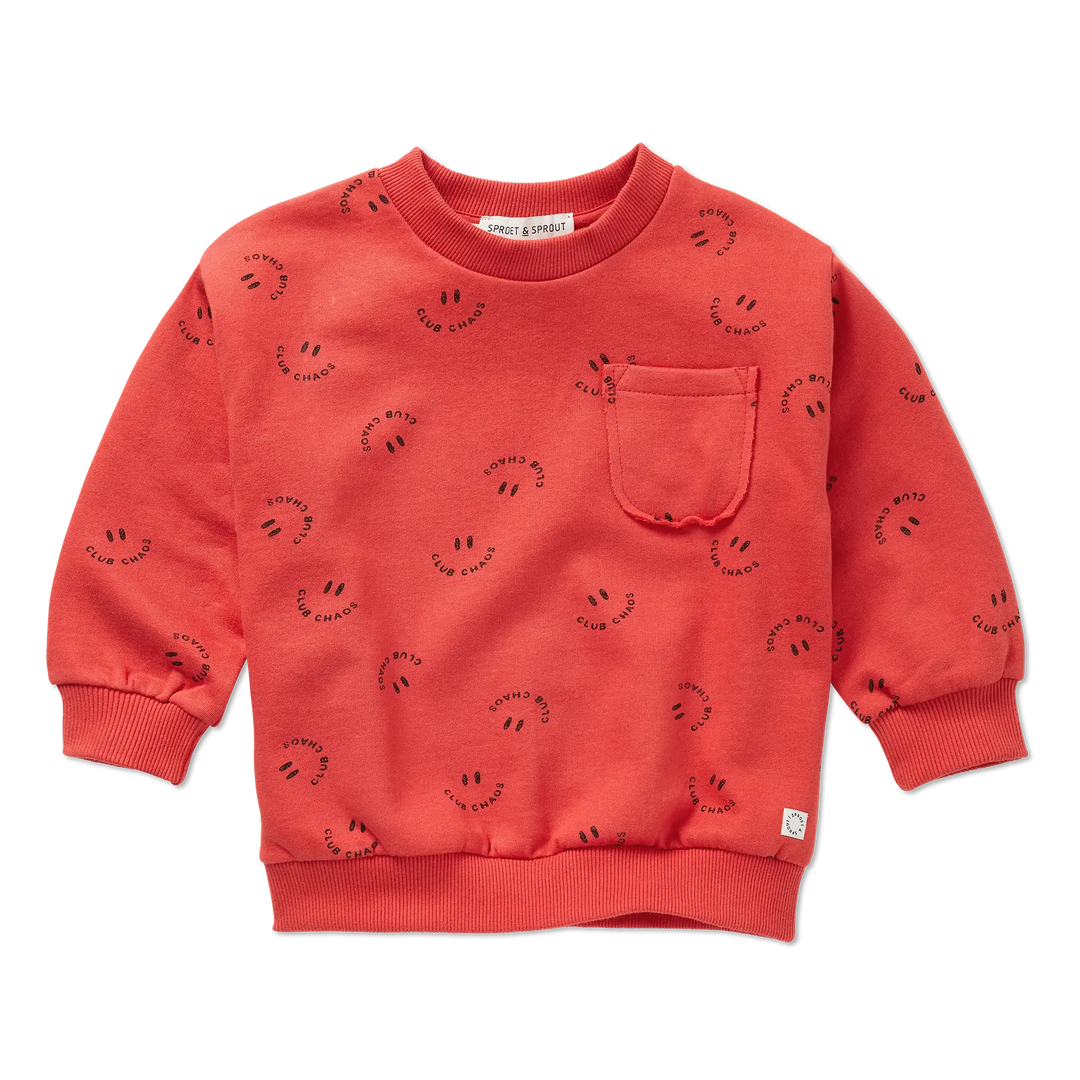 2431 SWEATSHIRT CLUB CHAOS PRINT - VIVID RED