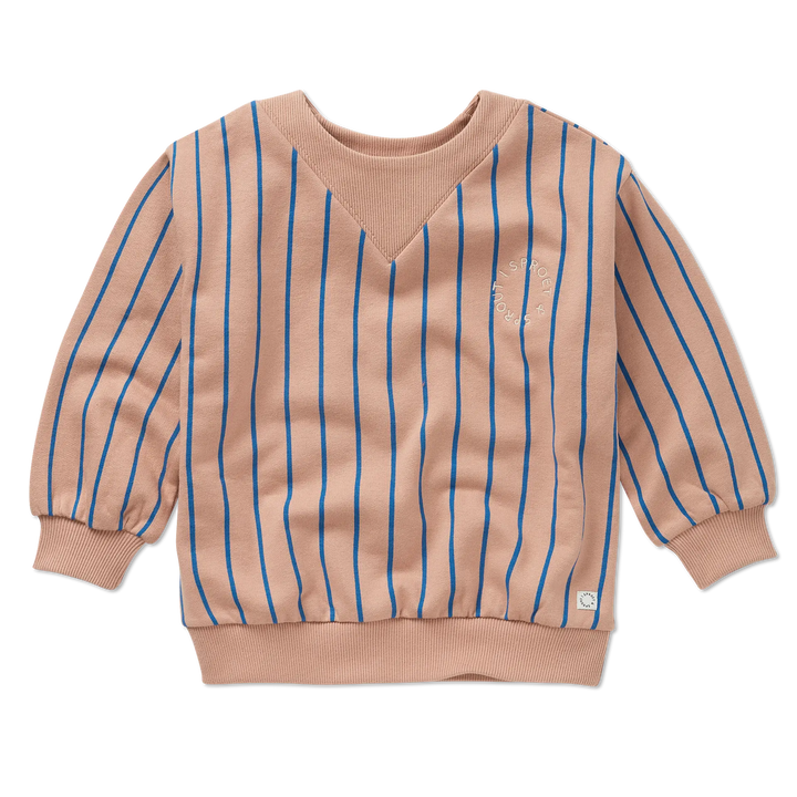 2437 SWEATSHIRT V-NECK STRIPES - PRALINE
