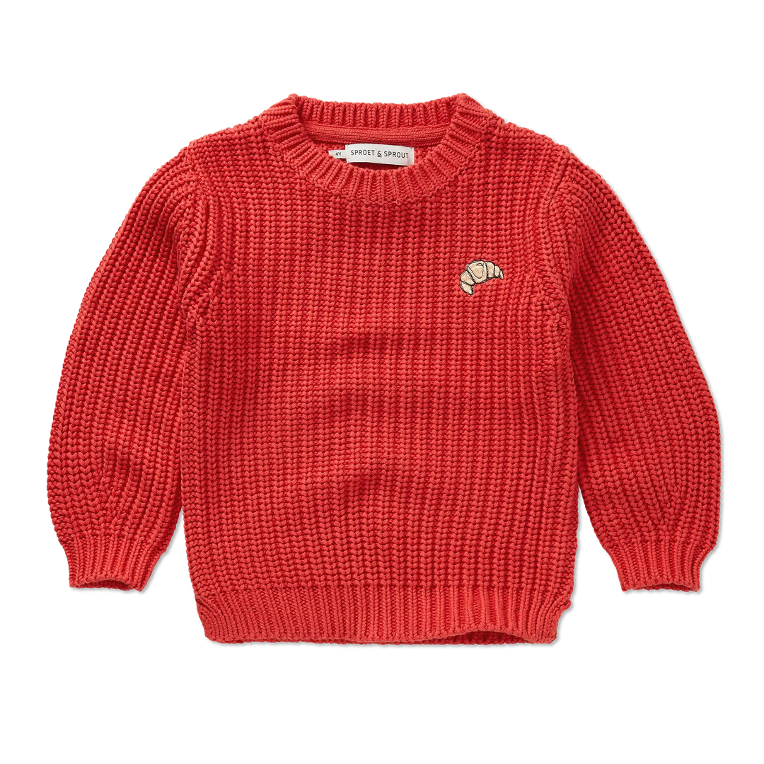2457 SWEATER CABLE KNIT RED - VIVID RED