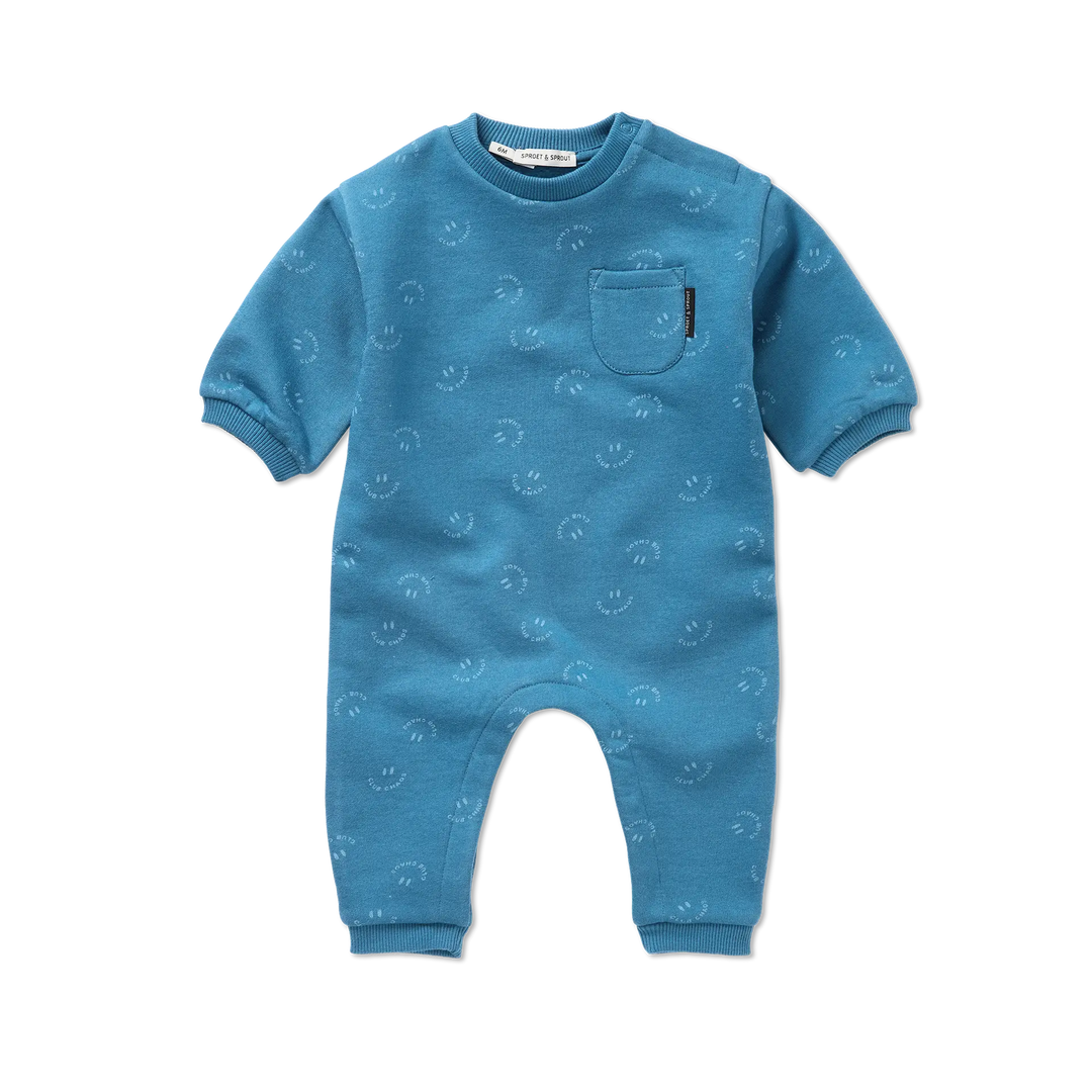 2621 BABY ONESIE CLUB CHAOS PRINT - CHALKBOARD BLUE