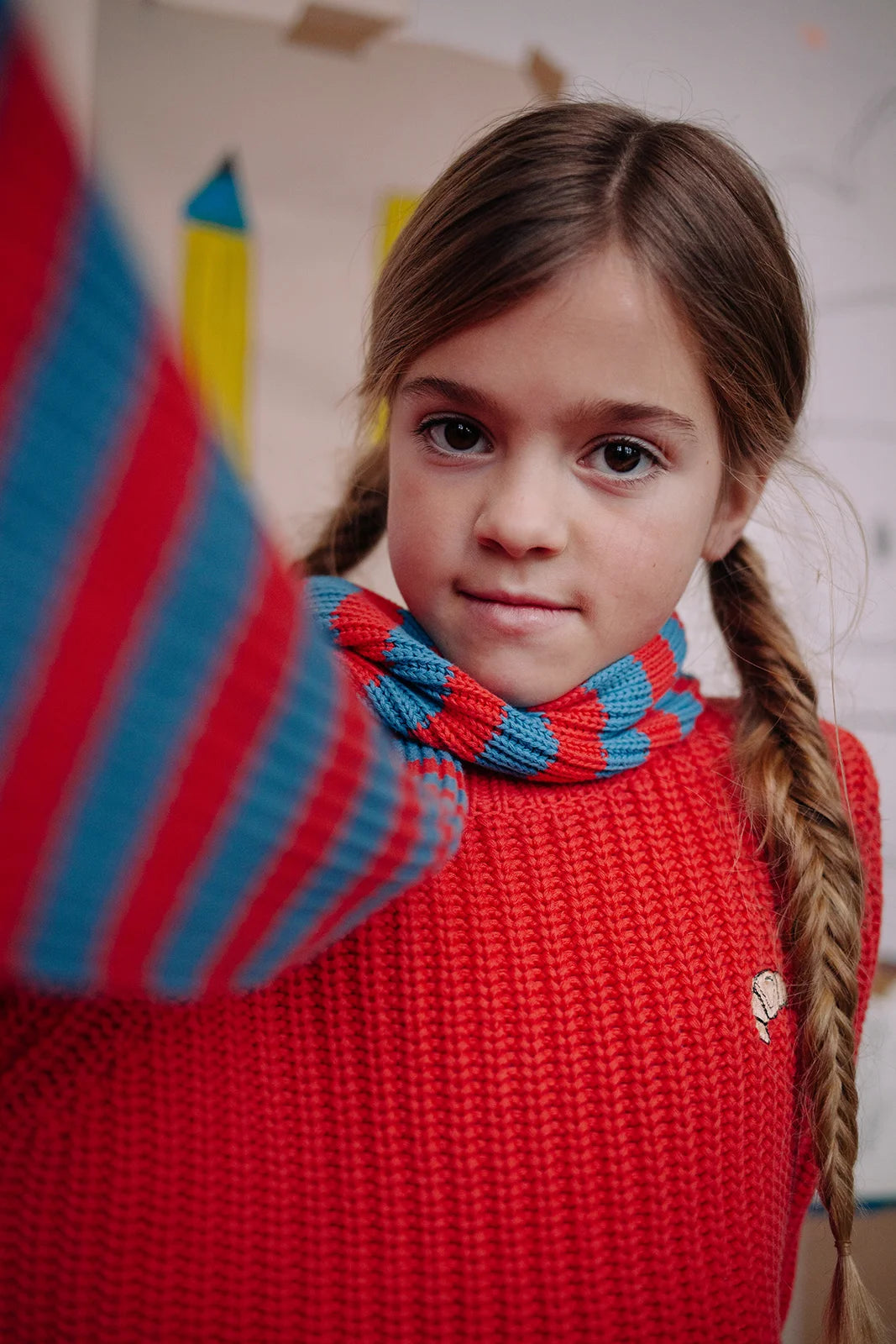 2457 SWEATER CABLE KNIT RED - VIVID RED
