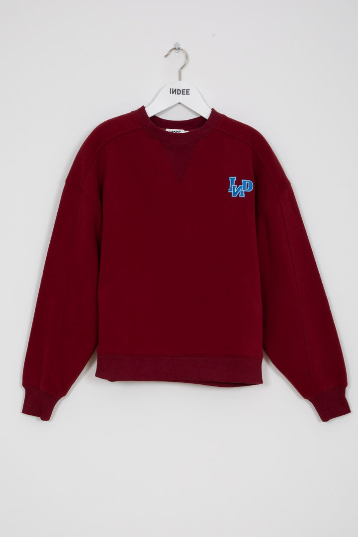 WAKAME ROUND NECK SWEAT SHIRT - MERLOT RED