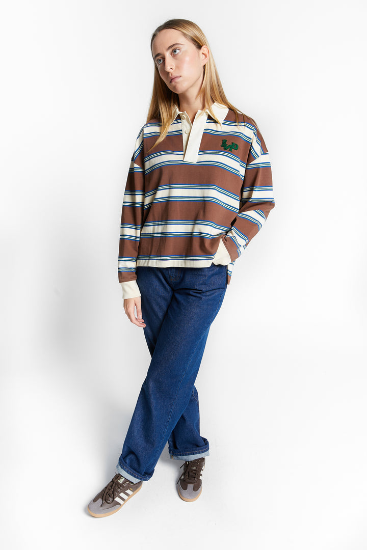 WALES POLO RUGBY T SHIRT W/STRIPES - COFFEE