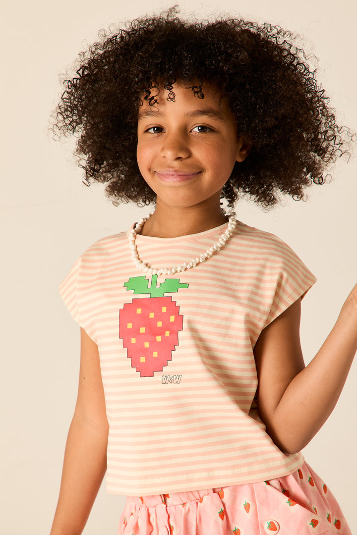 E26118 SQUARE CROP TOP - STRAWBERRY STRIPE