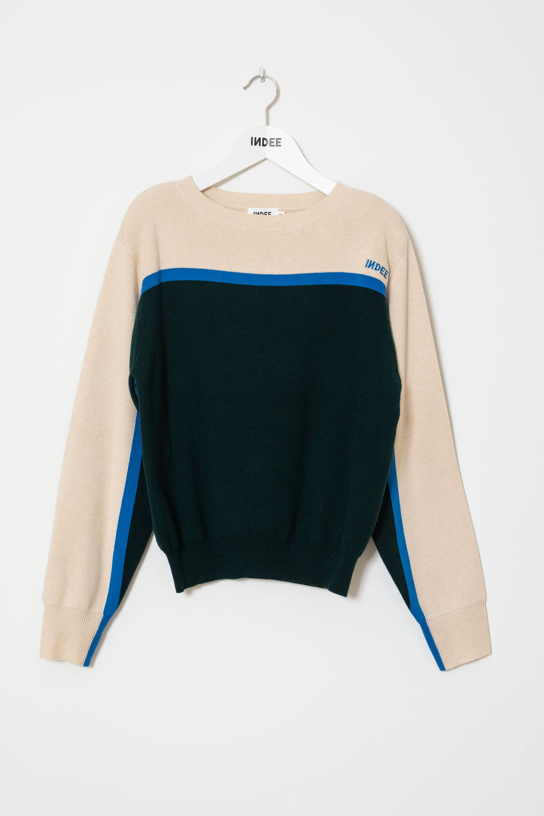WASABI PULLOVER WITH CONTRASTED BANDS ON SLEEVES - GREEN