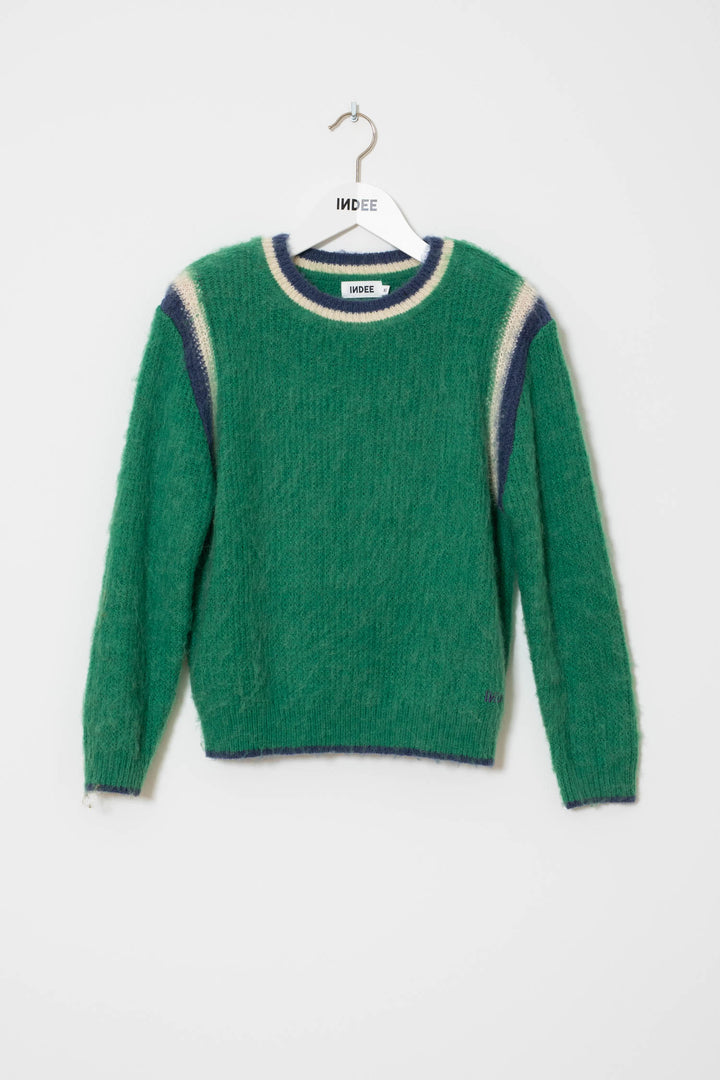 WASHINGTON LONG SLEEVE ROUND NECK PULLOVER W/CONTRASTS - GRASS GREEN
