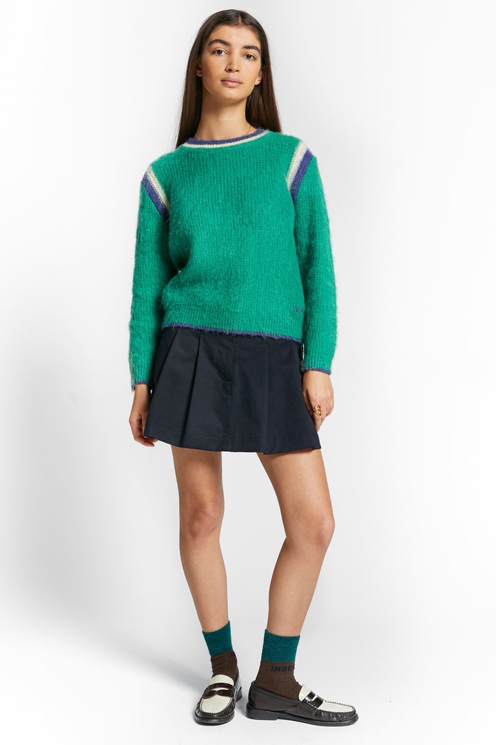 WASHINGTON LONG SLEEVE ROUND NECK PULLOVER W/CONTRASTS - GRASS GREEN