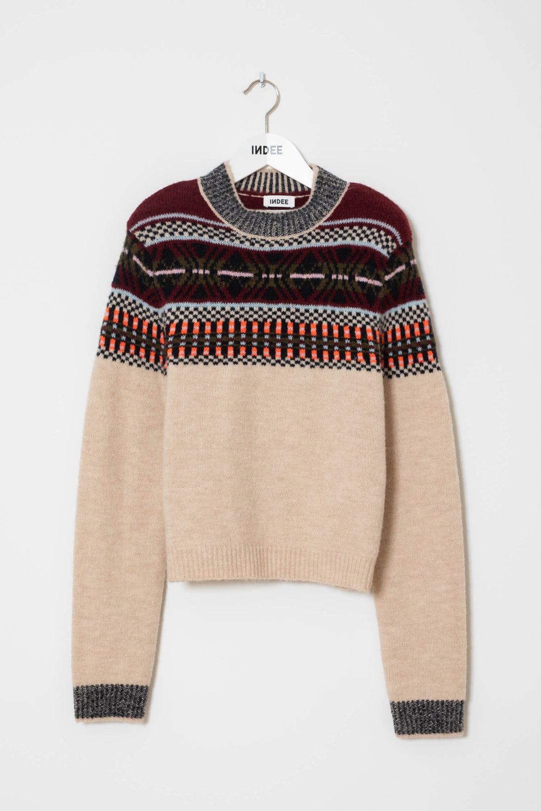 WESTERN JAQUARD PATTERN PULLOVER - OFF WHITE