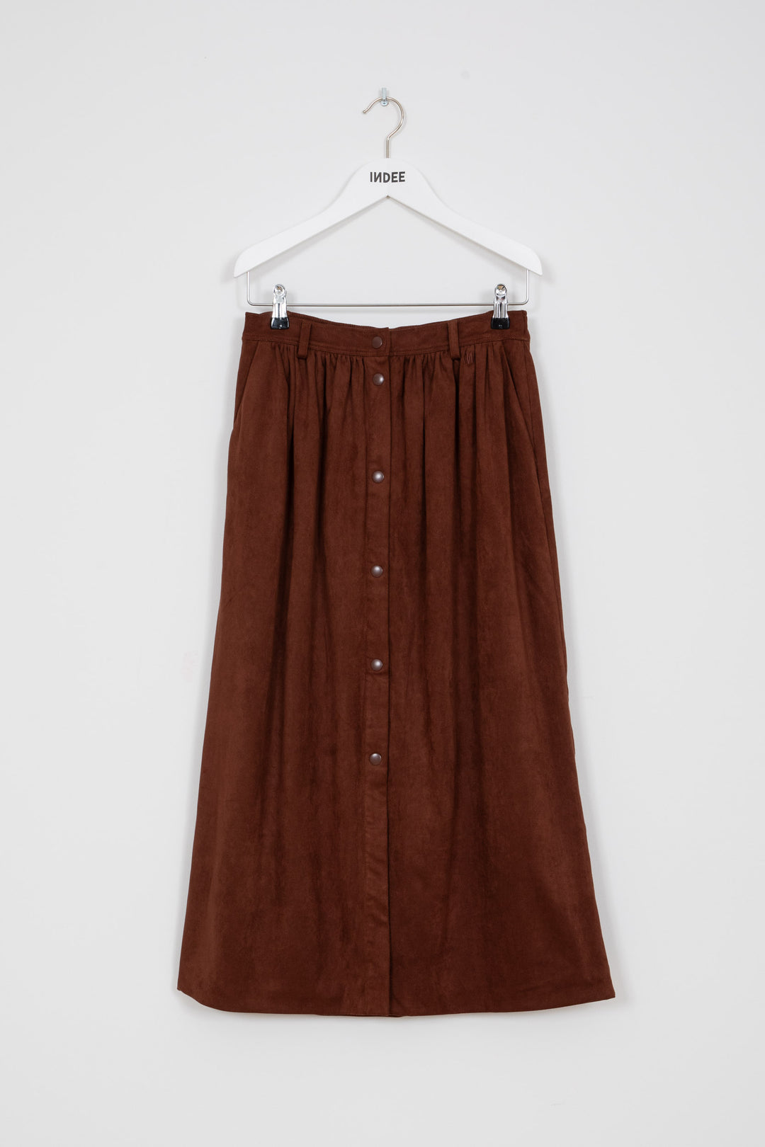 WESTSIDE FAKE SUEDE MIDI SKIRT - COFFEE