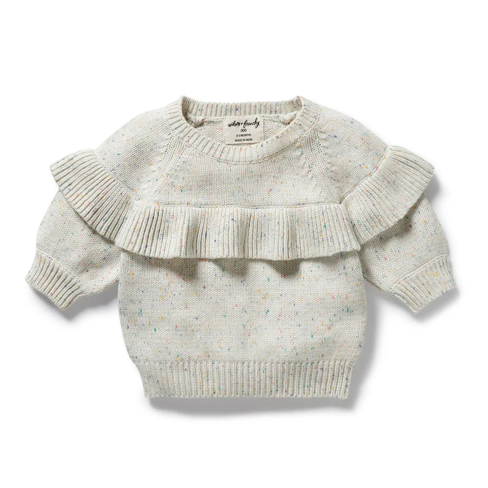 Hundreds and Thousands Organic Knitted Ruffle Jumper